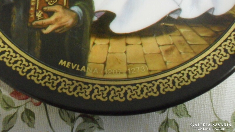 Mevlana, the xiii. Decorative plastic plate depicting a Persian poet from the 17th century, 17.5 cm.
