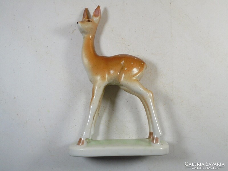 Retro régi jelzett - Hollóháza Hollóházi - porcelán őz őzike bambi figura szobor