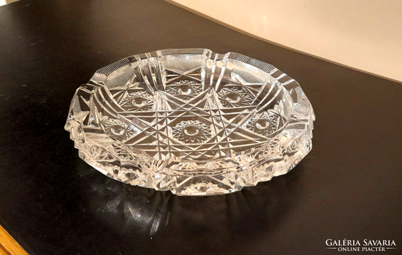 Old retro large polished crystal ashtray