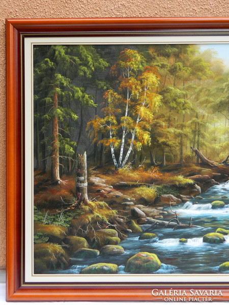 Vladimir Najgyanov - stream in the Carpathians, huge imposing oil painting
