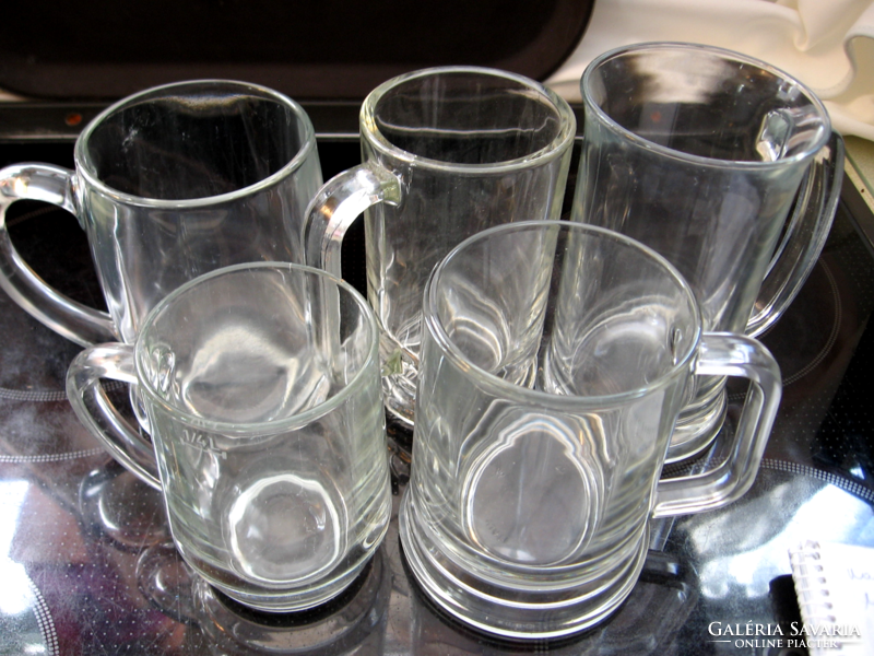 5 pcs retro plain glass mugs, tea, coffee, beer glasses for the whole family