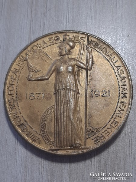 Viii.Ker.Közs.Főréalis school commemorating the 50 years of existence 1871 - 1921 commemorative medal