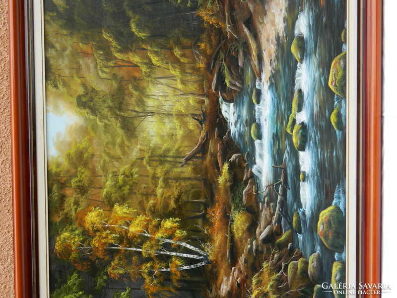 Najgyanov Vladimír - Patak a Kárpátokban , hatalmas impozáns olaj festmény