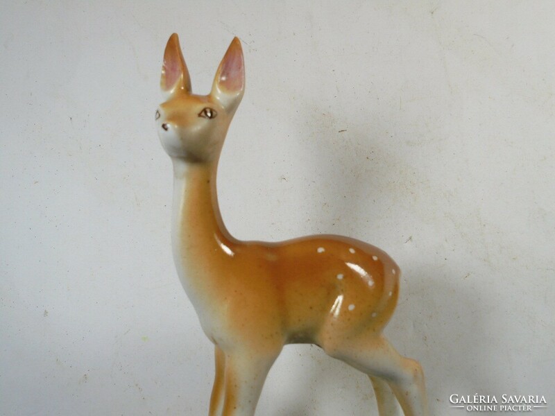 Retro old marked - hólloháza hólloháza - porcelain roe deer bambi figure statue