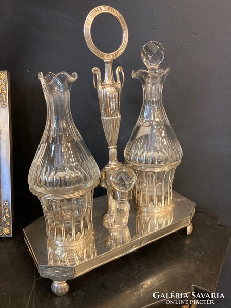 Silver framed oil and vinegar holder - antique French (17)