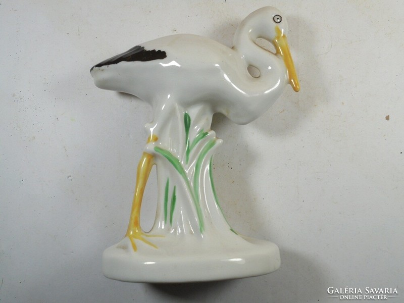 Retro régi jelzett porcelán gólya madár figura szobor