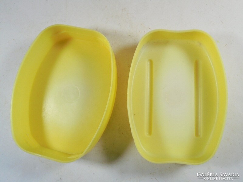 Retro sárga műanyag zárható fedeles utazó szappantartó szappan tartó - 1970-es évekből