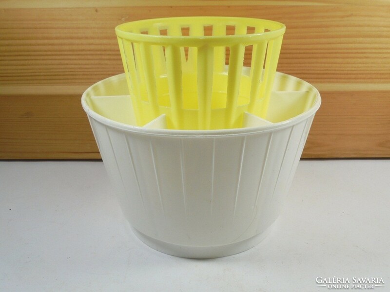 Retro old two-piece plastic dripper cutlery holder storage kitchen tool - approx. 1970s-80s