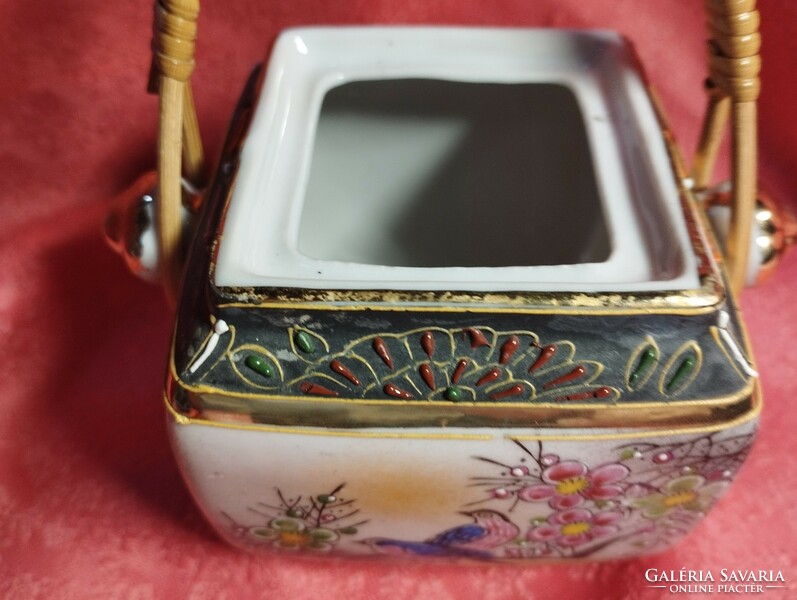 Gyönyörű antik japán porcelán cukortartó, ékszertartó, dohánytartó