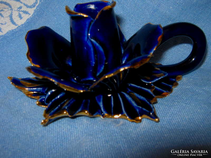 Cobalt blue rose walking candle holder