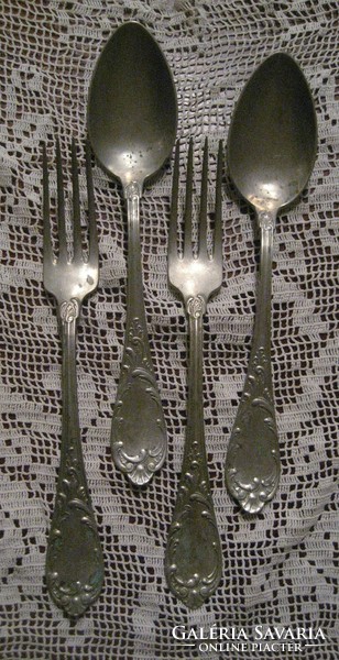2 Pair of decorative alpaca spoons and forks