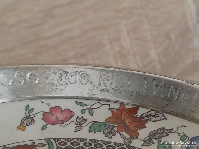 Sterling 925-ös ezüst peremű porcelán tál
