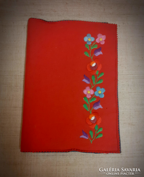 Handcrafted posto silk lined file book cover with matyó embroidery
