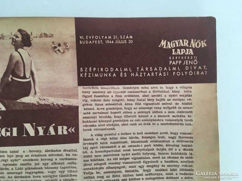 Magyar Nők Lapja 1944. július 20., VI. évfolyam 21. szám