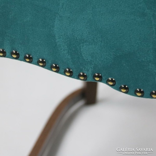 Szingli sikk - romantikus bársony tömörfa faragott szék türkiz bársony huzattal