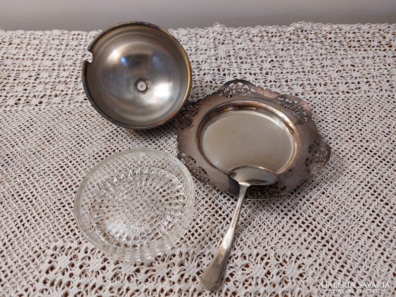 Old silver-plated caviar serving bowl with caviar lid