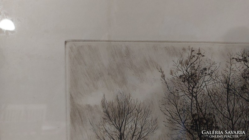 (K) beautiful Scultéty Éva etching 37x52 cm with frame