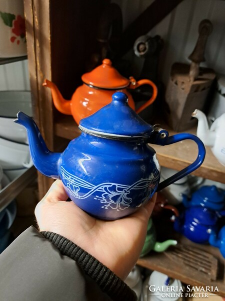 Enameled, enameled blue coffee pot, nostalgia piece, rustic decoration 42