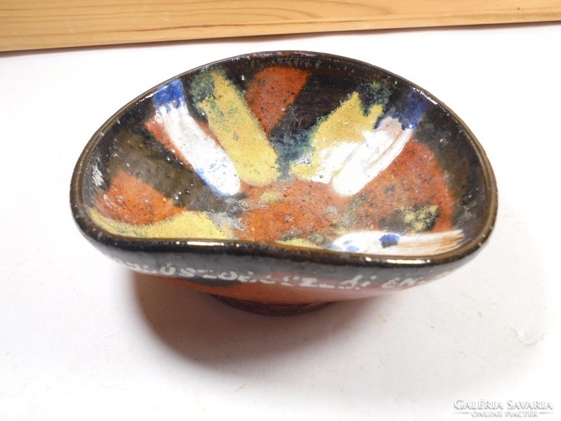 Retro old painted ceramic ashtray from the 1970s