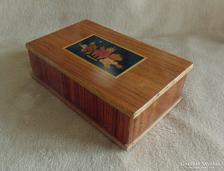 Antique inlaid large wooden box