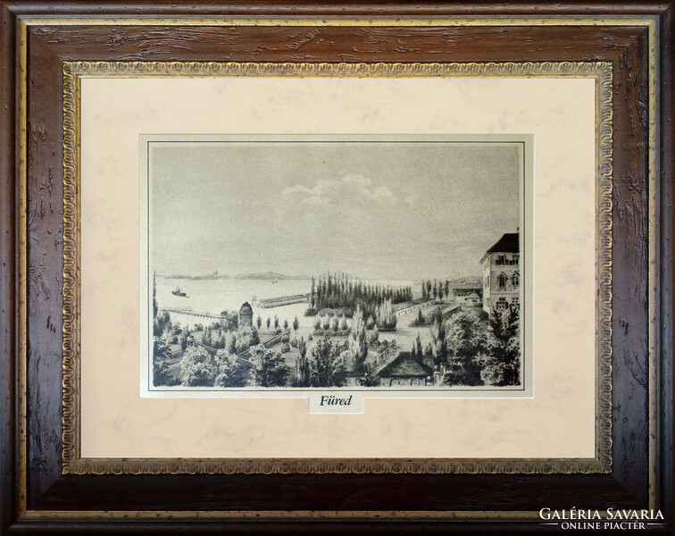 Miklós Szerelmey: Pier in Füred - framed 46x58cm - artwork 24x36cm - t22/812