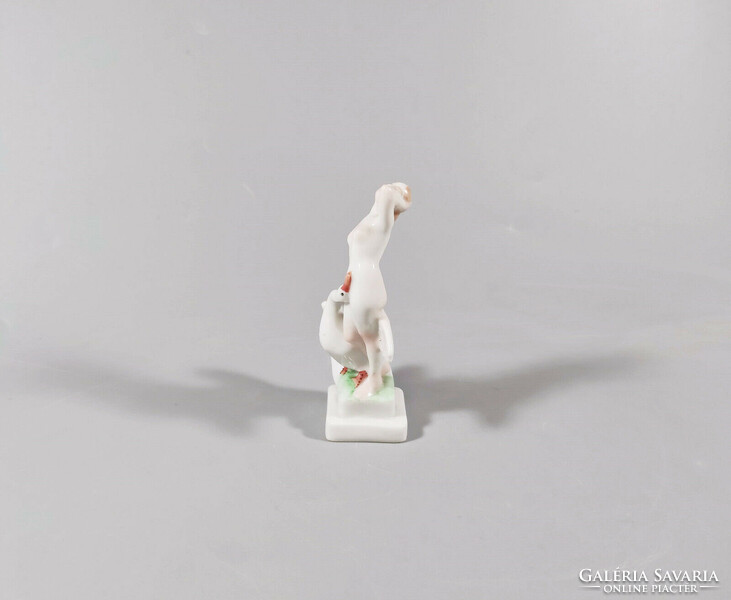 Léda Herend with the swan, hand-painted miniature porcelain figure, 1942, flawless! (J021)