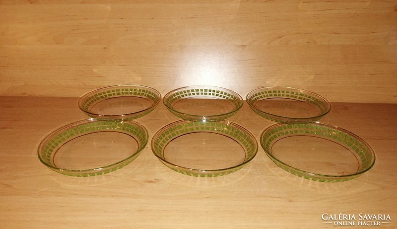 Retro üveg tányér készlet 6 db kistányér (sz)