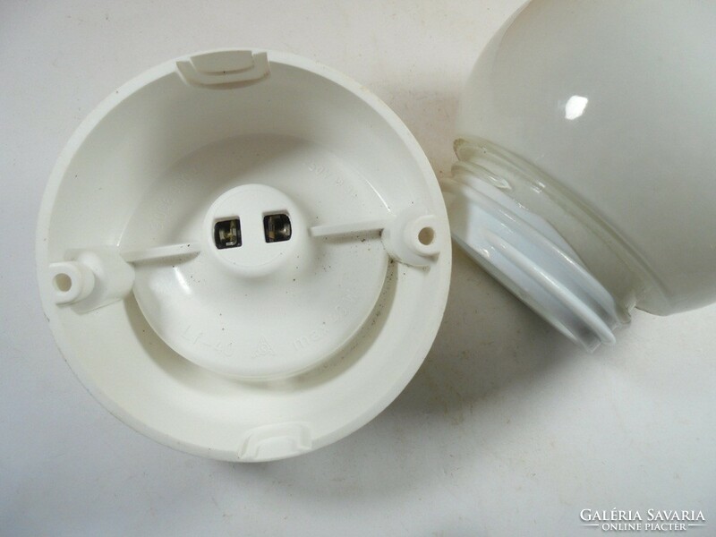 Retro wall lamp glass shade plastic socket e 14 small sockets approx. From the 1970s