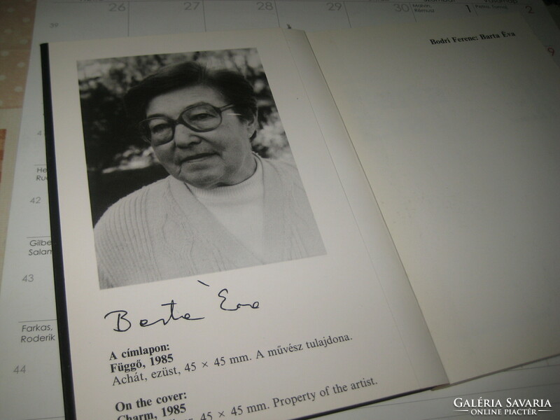 Presentation of éva Barta, graphic artist and jewelry maker, written by bodri f. 1988.