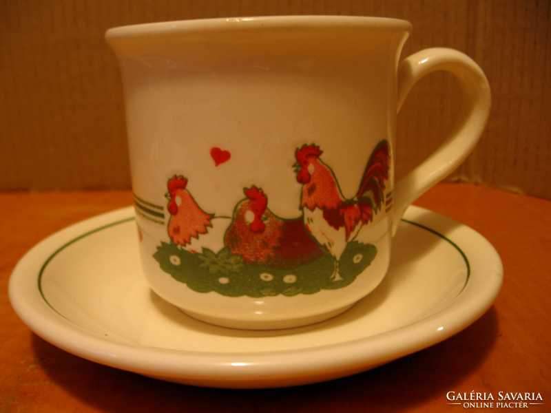 Hen, Rooster Staffordshire coffee mug