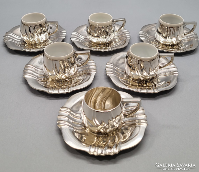 Antique silver mocha and coffee set for 6 people