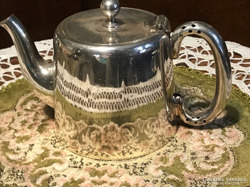 Csodaszép, art deco, antik, 100 éves, ezüstözött, teás vagy kávés kanna, klasszikus fazonnal