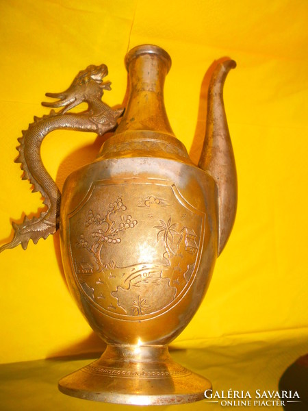 Antique Dragon Lizard with Handle - Oriental Decoration Beautiful Craft Metal Pitcher