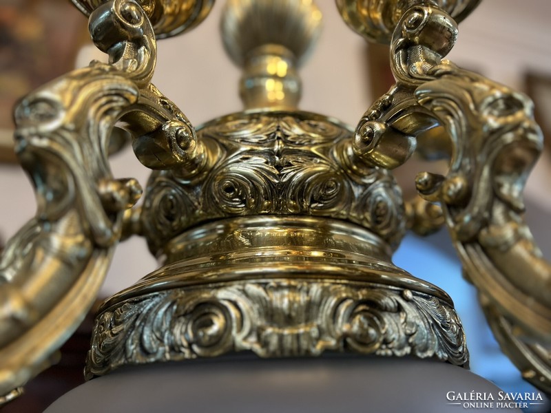 12 Bulb antique restored copper ceiling chandelier