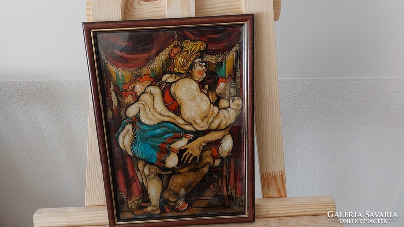 (K) 18+ Pajzán erotikus festmény 32x23 cm kerettel