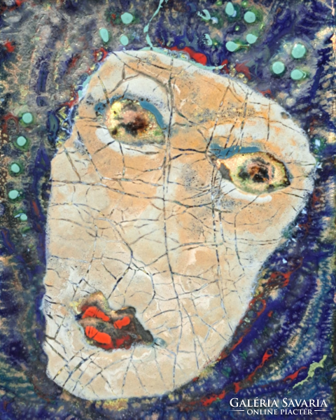 Zománc portré fémlemezen, azonosítatlan művész - miniatűr arckép