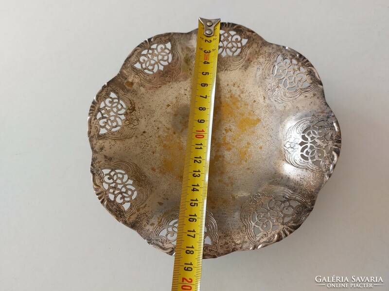 Old alpaca round bowl with pierced edges