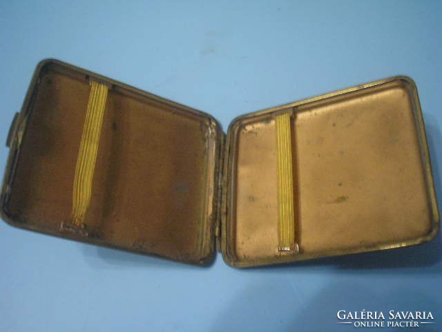 U10 antique metal cigarette case with leather closure