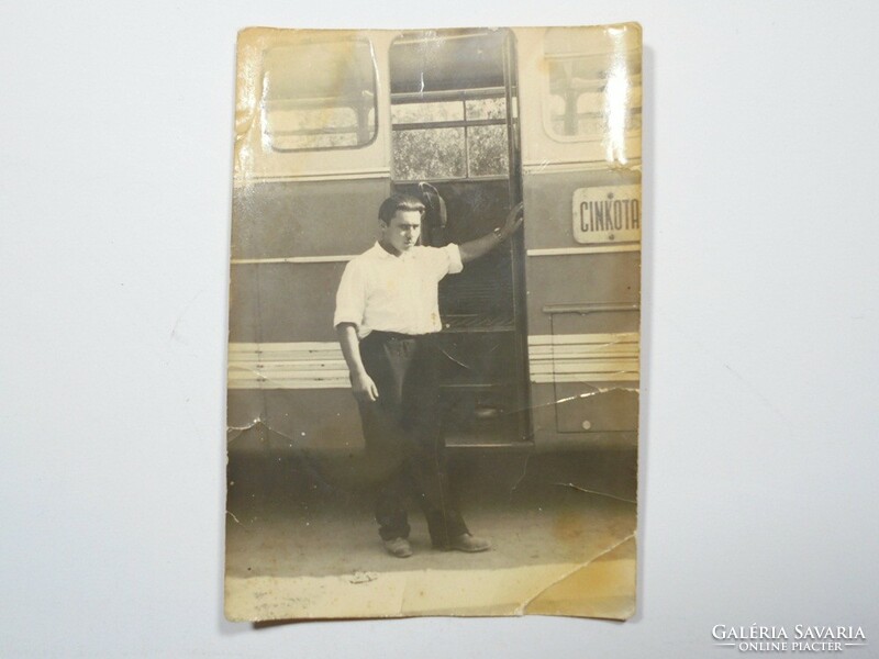 Old photograph of a male driver, Budapest bkv. Bus or trolley approx. From the 1960s