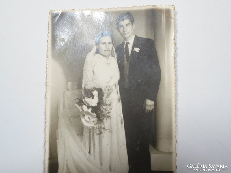 Régi fénykép esküvő menyasszony vőlegény kb. 1960-as évekből