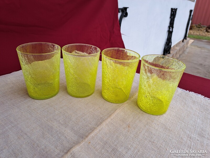 Retro rare yellow glass glasses cracked beautiful veil glass veil karcagi berek bath glass