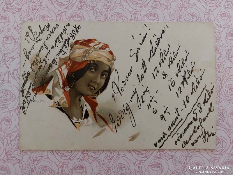 Old postcard 1900 postcard lady