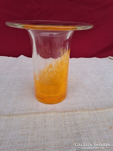 Retro rarer orange vase cracked beautiful veil glass veil Carcagi berek bath glass