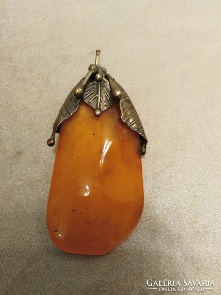 Amber pendant - encased in silver
