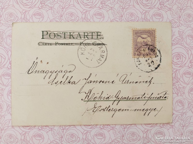 Régi képeslap 1900 levelezőlap tópart tájkép
