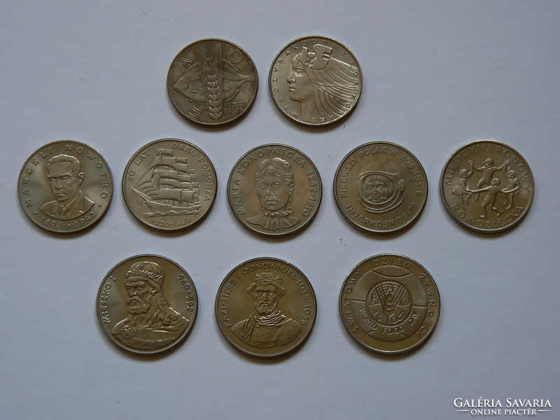 A collection of 10 Polish mint-bright coins in one