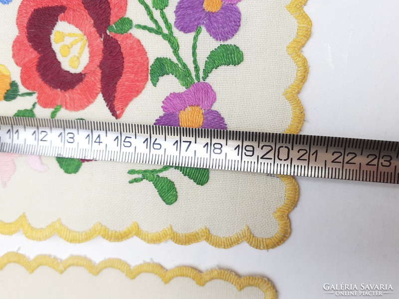 Retro old 2 Kalocsa square tablecloth needlework embroidery