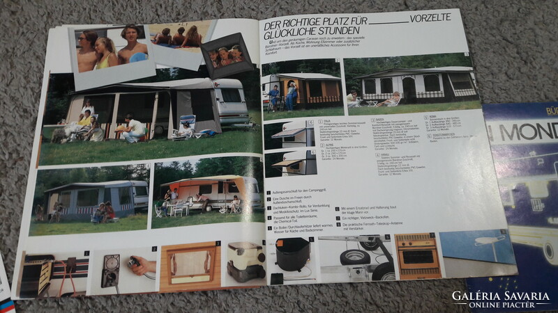 2 db Bürstner camping, sátor, lakókocsi, lakóautó , retro,  szabadidő reklám prospektus, katalógus