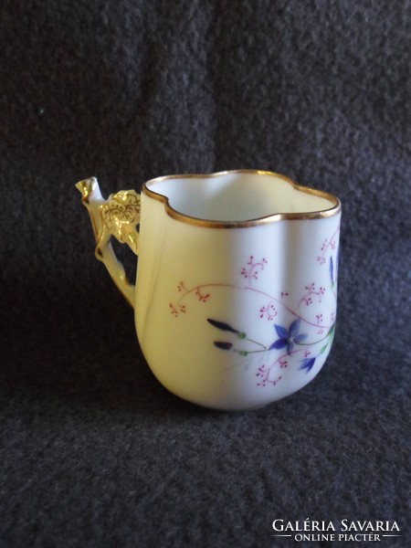 Antique gold-plated, hand-painted graceful mocha, chocolate cup