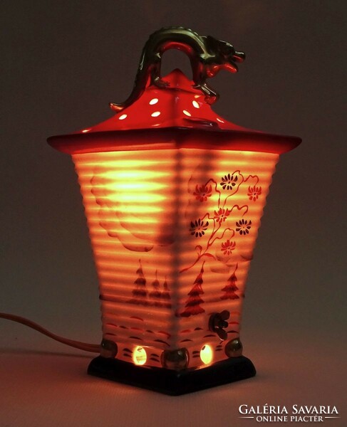 1L786 Régi világító kínai lámpás Hummel porcelán 18 cm
